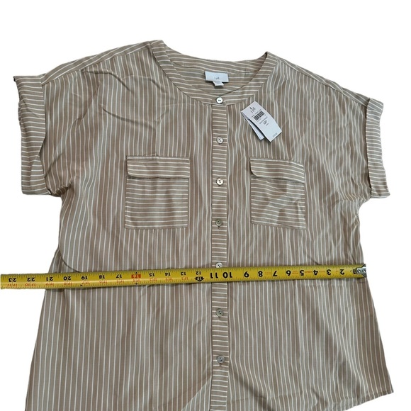 J. Jill Sandbar White Beige Button Up Pocket Front Blouse Top Size M/MP - Picture 10 of 17